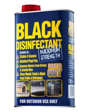 Roots Out Black DisinfectantCleans Smelly drains Stables and Chicken coups. Removes Moss and Algae from driveways 1 Litre, 1 L (Pack of 1)