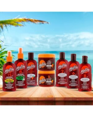 Malibu Sun SPF 2 Bronzing Fast Tanning Body Butter with Beta Carotene, Water Resistant, Tropical Coconut Fragrance, 300ml